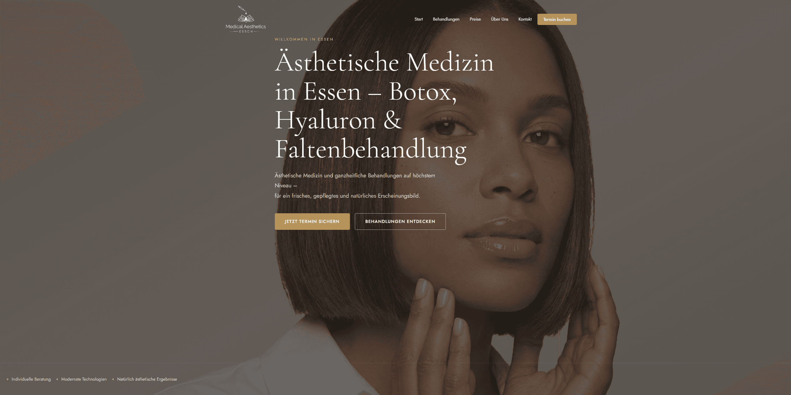 Website-Screenshot: Medical Aesthetics Essen